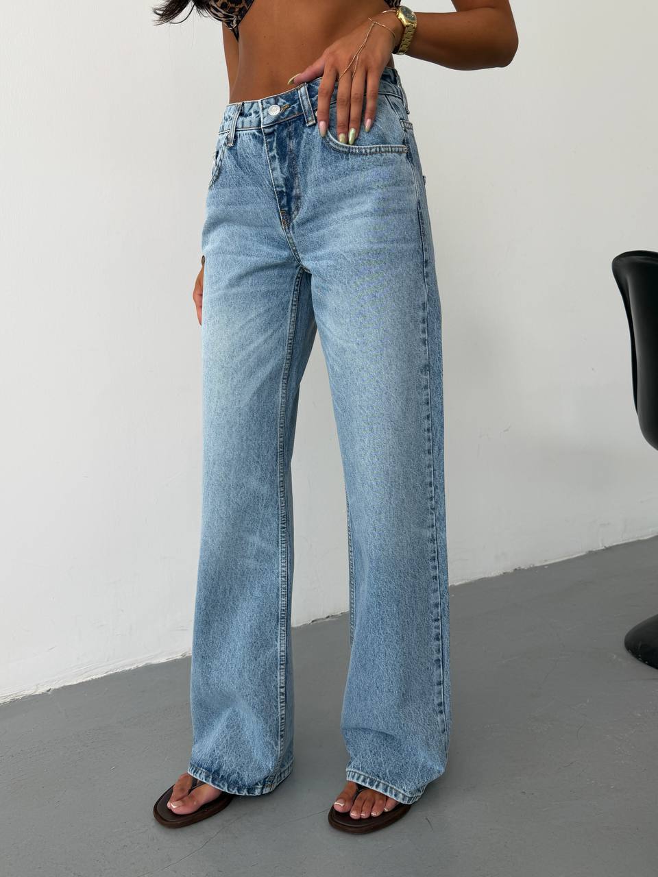 Yüksek Bel Geniş Paça Mavi Wide Leg Jean Pantolon