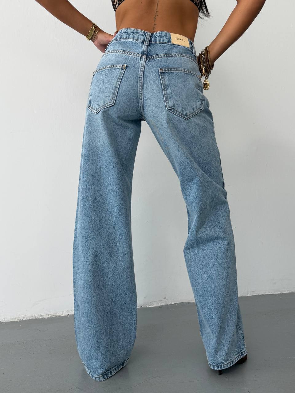 Yüksek Bel Geniş Paça Mavi Wide Leg Jean Pantolon