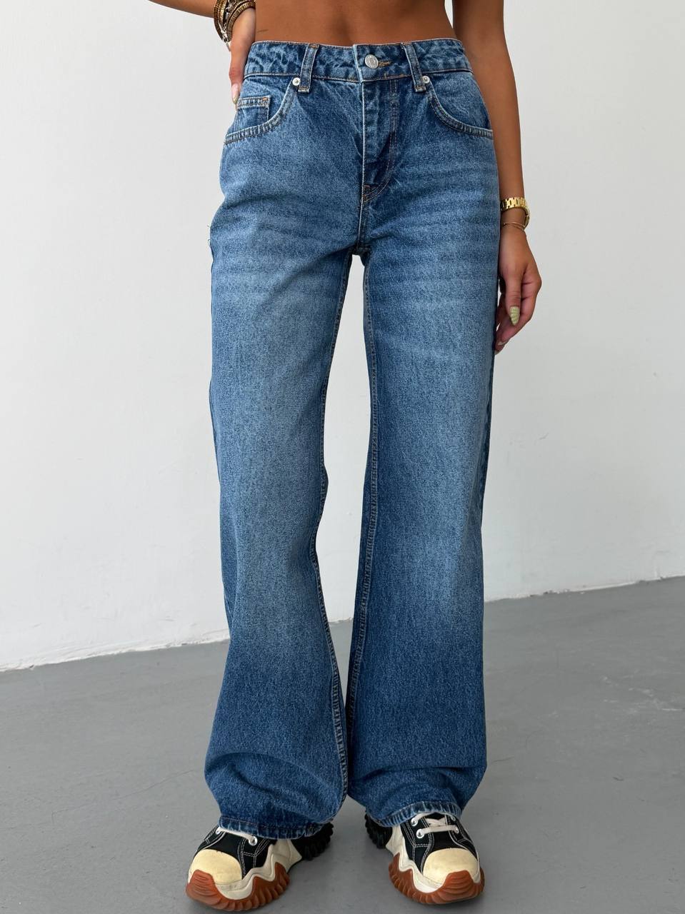 Yüksek Bel Geniş Paça Mavi Wide Leg Jean Pantolon