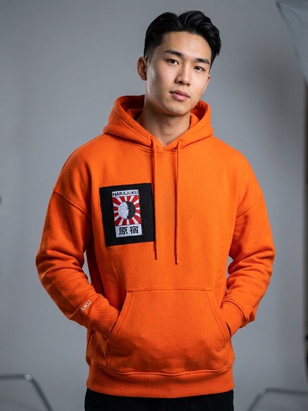 Harajuku Limited Edition Unisex Moon & Rising Sun Baskılı Kapüşonlu Sweatshirt