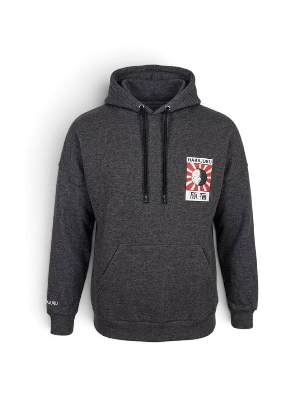 Harajuku Limited Edition Unisex Moon & Rising Sun Baskılı Kapüşonlu Sweatshirt