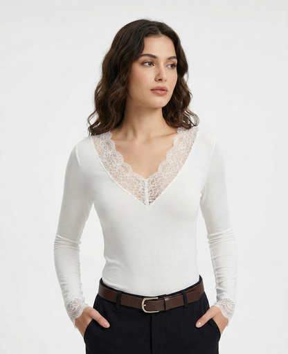 Kaşmir Kumaş Transparan Dantelli Bluz