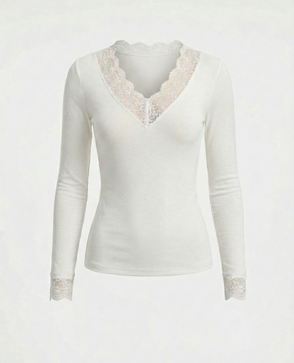 Kaşmir Kumaş Transparan Dantelli Bluz