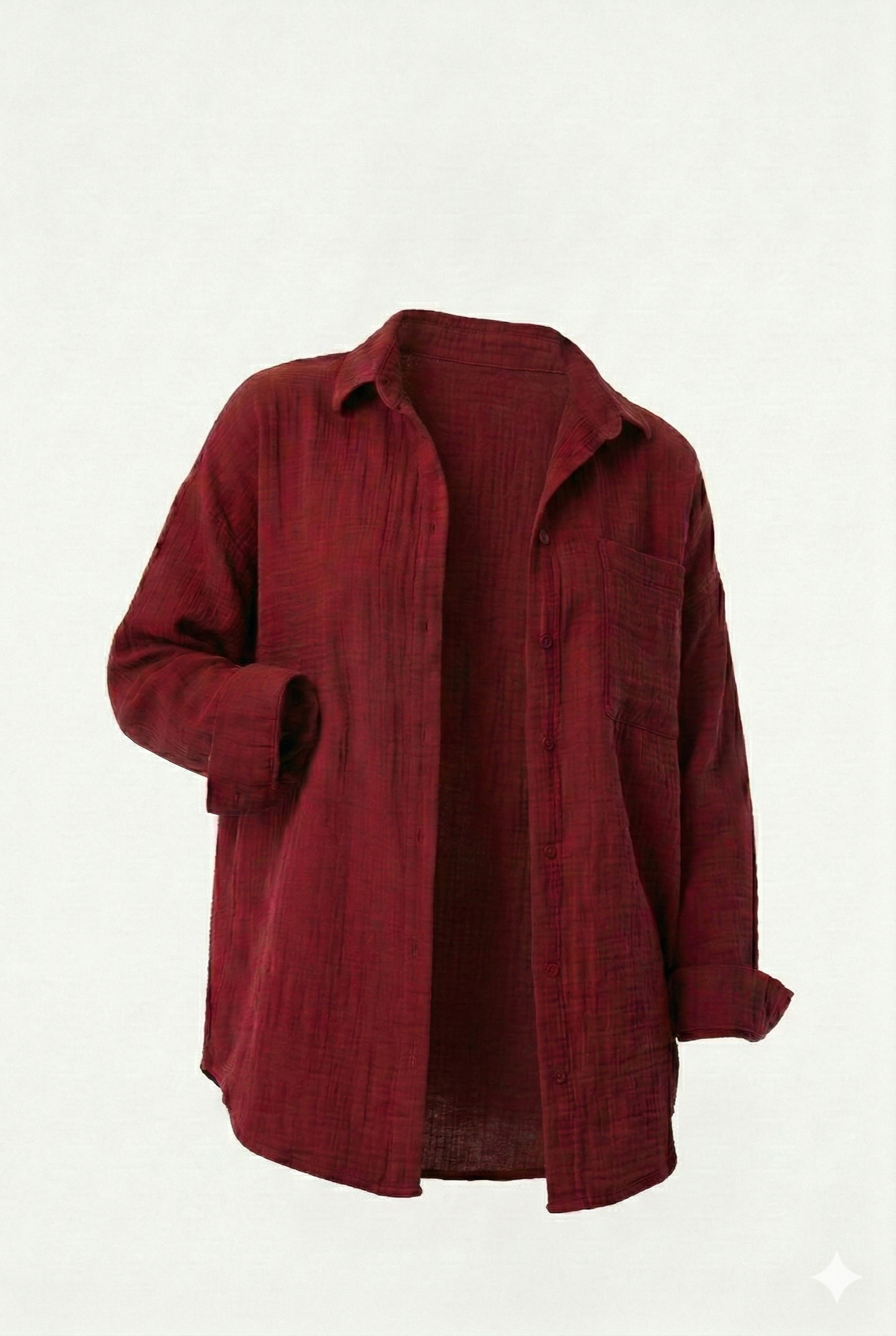 Uzun Kollu Oversize Müslin Kumaş Gömlek