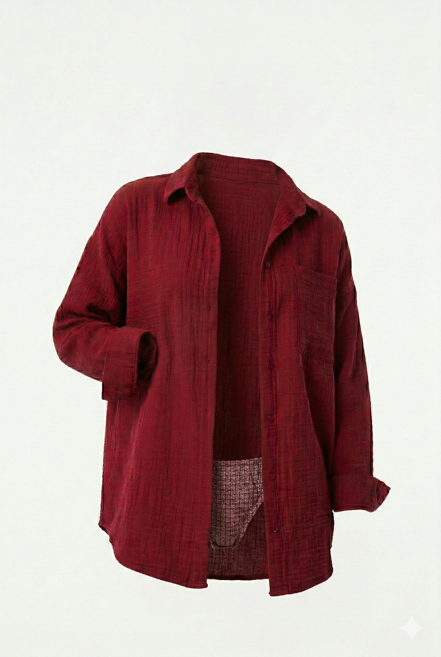 Uzun Kollu Oversize Müslin Kumaş Gömlek