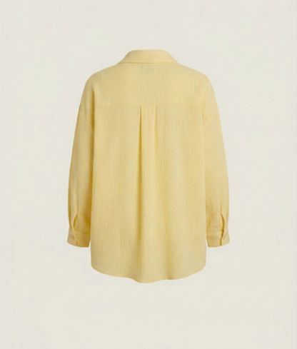 Uzun Kollu Oversize Müslin Kumaş Gömlek
