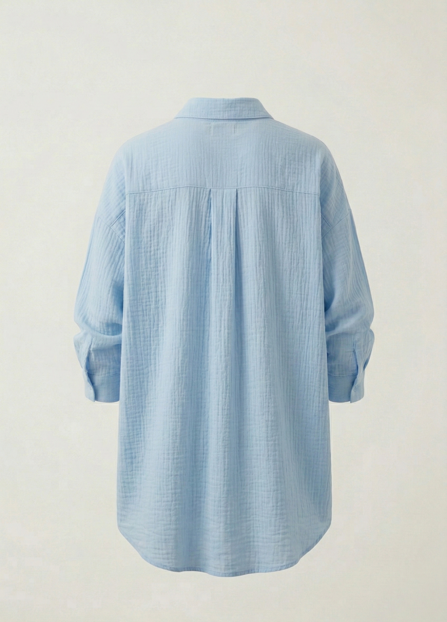 Uzun Kollu Oversize Müslin Kumaş Gömlek