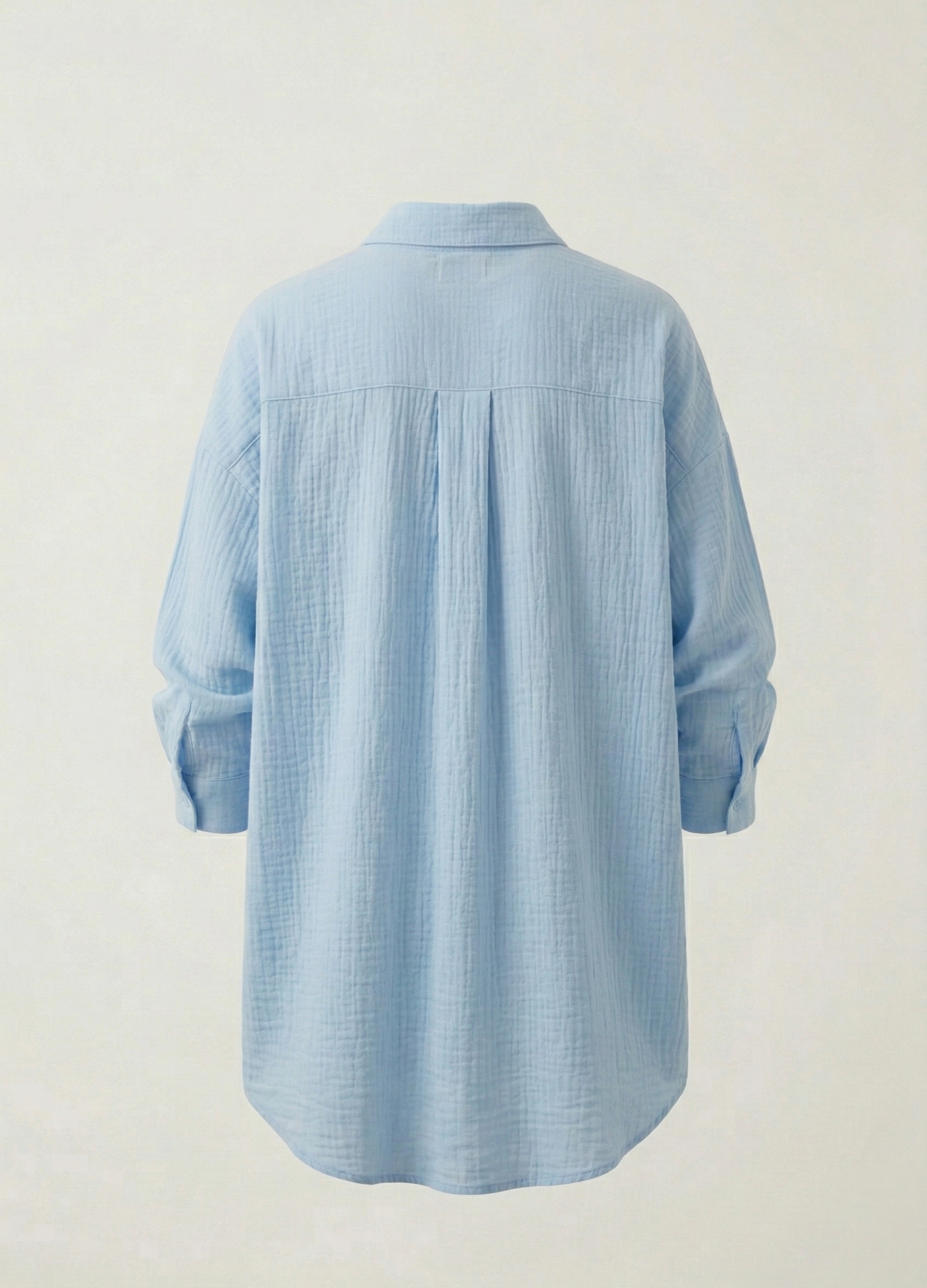 Uzun Kollu Oversize Müslin Kumaş Gömlek
