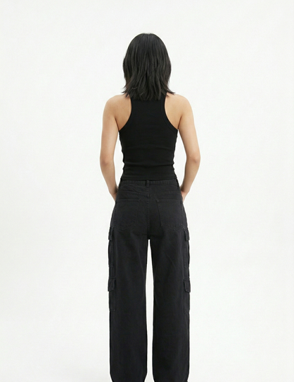 Kadın Biyeli Halter Yaka Body