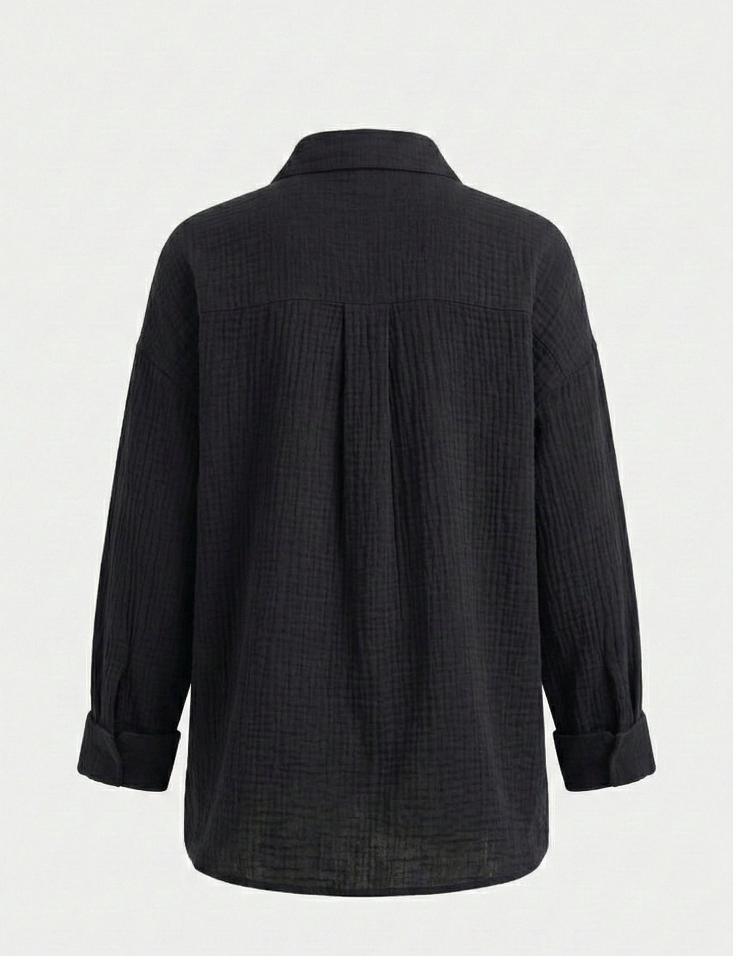 Uzun Kollu Oversize Müslin Kumaş Gömlek