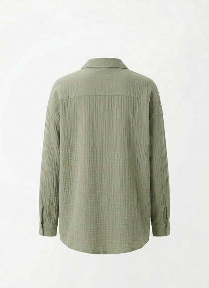 Uzun Kollu Oversize Müslin Kumaş Gömlek
