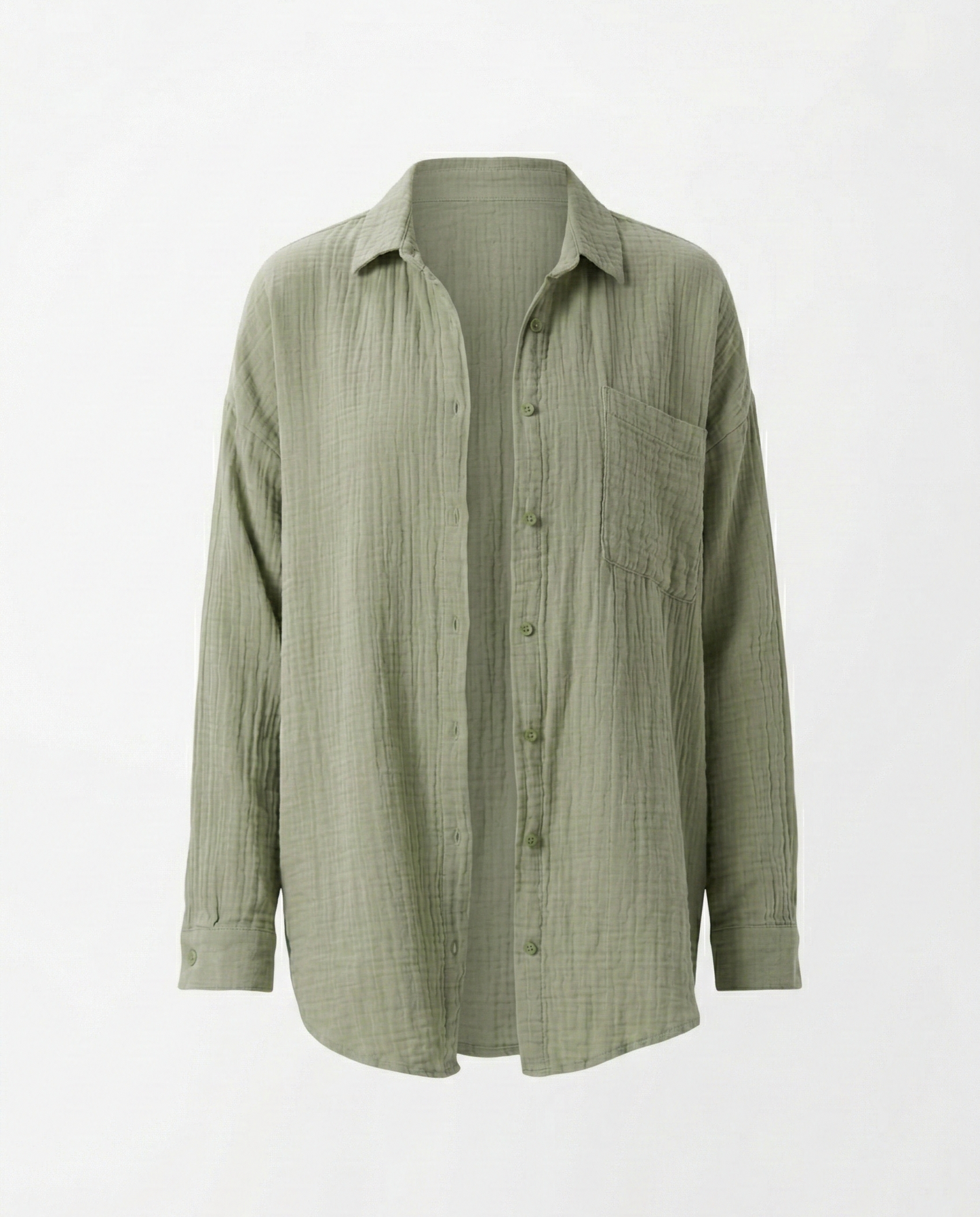 Uzun Kollu Oversize Müslin Kumaş Gömlek